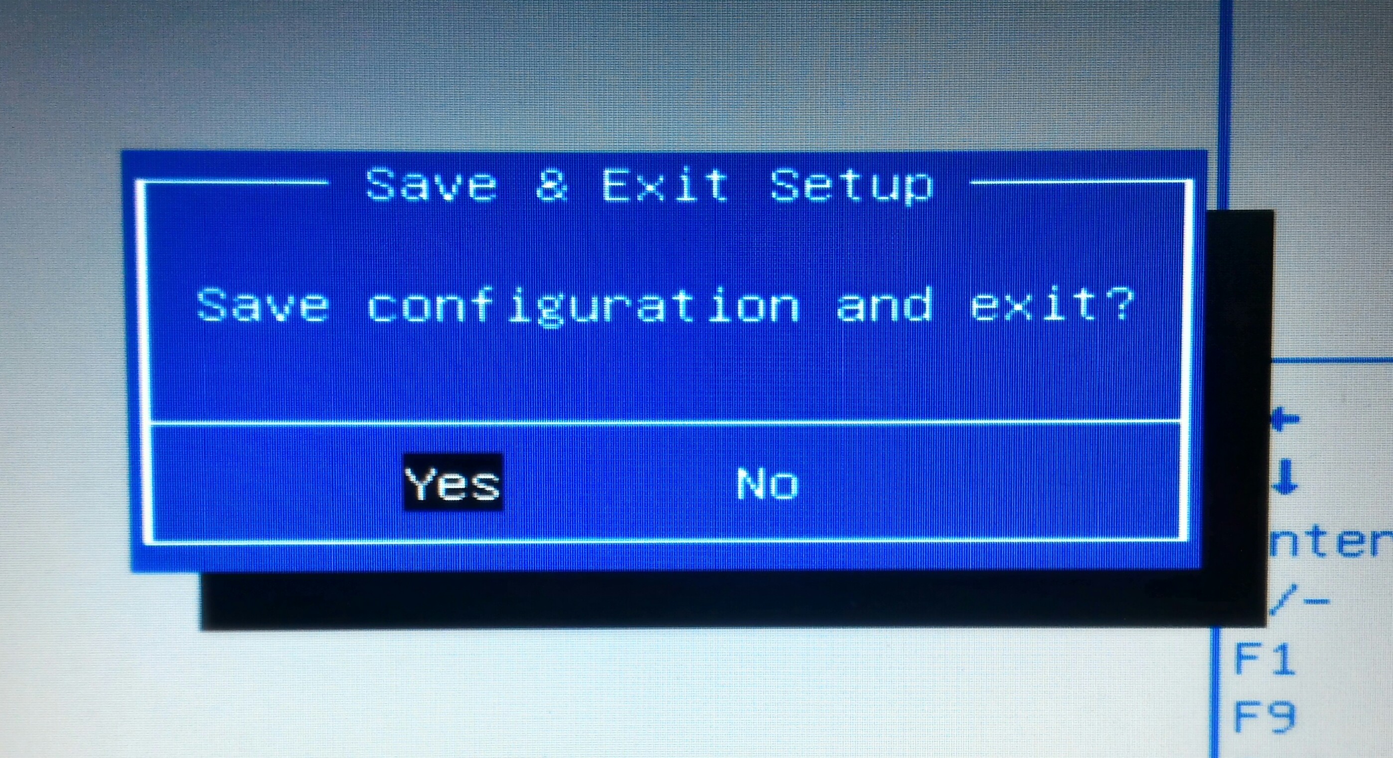 BIOS settings save and exit